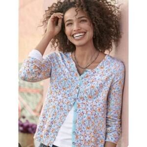 3851) Sundance Multicolor Ribbed Knit Button Down Cardigan Sweater Large